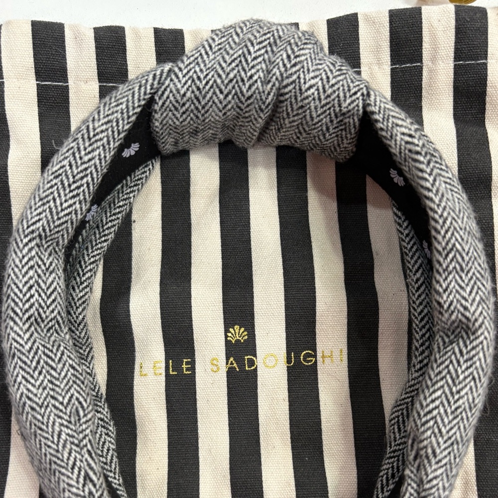 Lele Sadoughi Black and White Herringbone Headband